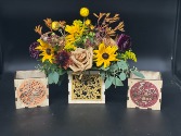 Harvest Florals in a Wood Box Custom  Designers Choice