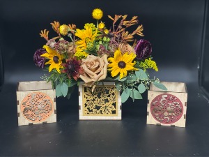 Harvest Florals in a Wood Box Custom  Designers Choice