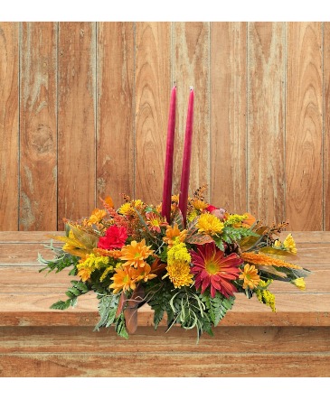 Harvest Glow Thanksgiving centerpiece in Vermillion, SD | Pied Piper Vermillion Flowers & Gifts