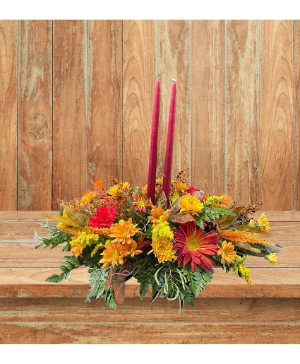 Harvest Glow Thanksgiving centerpiece