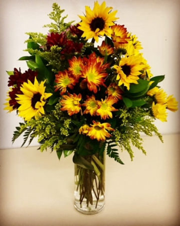 Harvest Time Fall Colors with Sunflowers