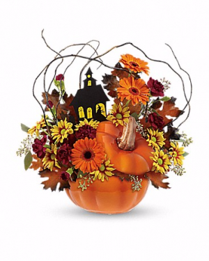 Haunted House Arrangement in Winston Salem, NC | RAE'S NORTH POINT FLORIST INC. Haunted House Arrangement in Winston Salem, NC | RAE'S NORTH POINT FLORIST INC.