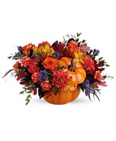 Hauntingly Pretty Pumpkin Arrangement of Flowers