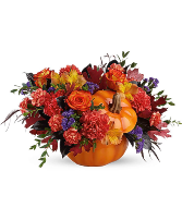 Hauntingly Pretty Pumpkin Bouquet vase arrangement