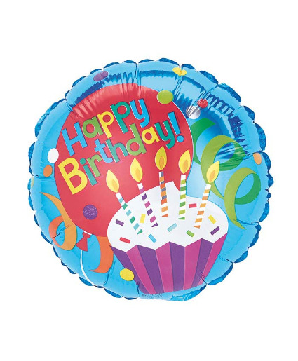 Birthday Cupcake & Streamer Air-fill Balloon Add-on