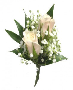 2 White Sweetheart Roses with baby's breath Most Popular!! Spray roses come in all colors