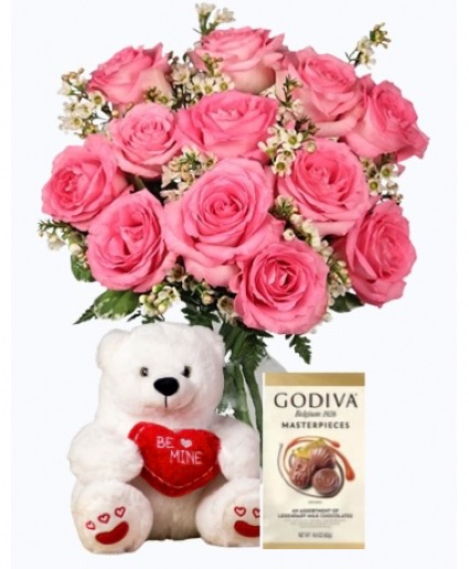THE PINK PACKAGE  VALENTINE'S DAY ARRANGEMENT DELIVE