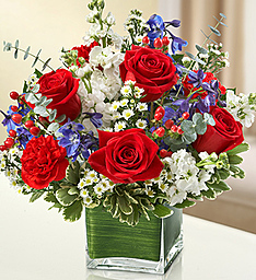 Healing Tears - Red, White and Blue Fresh Arrangement
