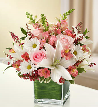Healing Tears - Pink And White Sympathy Arrangement 