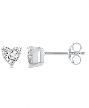 Heart 1/4 Ctw Natural Diamond Stud Earrings Set in 