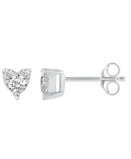 Heart 1/4 Ctw Natural Diamond Stud Earrings Set in 