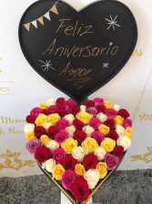 Heart #3 Mix  Colors Roses  Heart Shape Box in Harlingen, Texas | Royalty Roses - Harlingen Florist