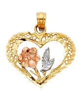 Heart and Rose 14k 