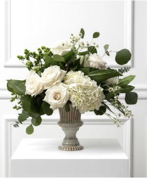 Heart and Soul Pottery Compote Roses and Hydrangea