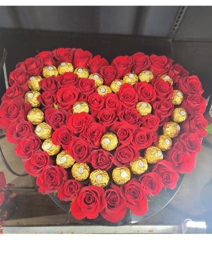 heart box with chocolate chocolate rose box