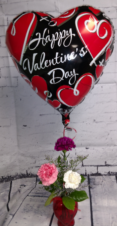 Heart Carnation with Balloon