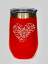 Heart embossed stainless steel mug 
