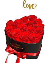 14 Preserved Red Roses in a Heart Box Preserved Rose Box