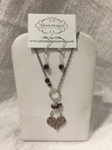 Heart Locket Necklace and Earring Set Jewelry