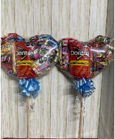 heart lollipops filled with snacks gift