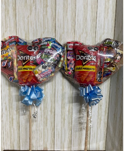 heart lollipops filled with snacks gift