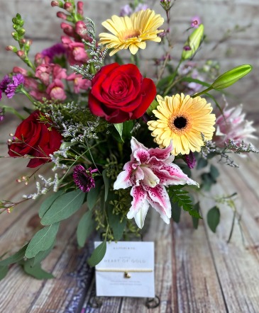 HEART OF GOLD Flowers and a bracelet! in Windom, MN | SHANNON LYNN'S FLORAL & BOUTIQUE