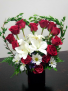 Heart of Love  Red Roses and Lilly in A Heart Shape