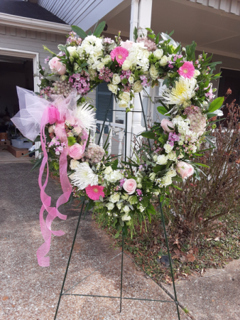 Heart Of Pink Wreath With Pink Shades In Huntsville Al Blue Violet Florist