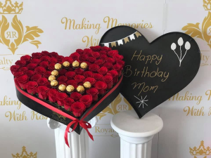Heart of Roses with Letter Initail  Heart Shape Box