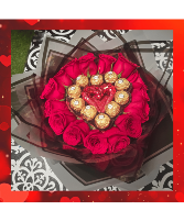 Heart roses/Ferrero bouquet 