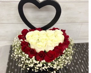 Heart shape  arrangement Heart box fill with flower 