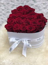 White Heart Shape Box 25 Fresh Roses