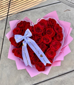 Heart Shape Red Rose Bouquet 