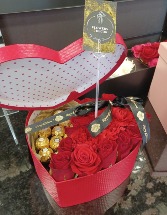 Heart Shape Valentine's Gift Flower box with fine chocolates