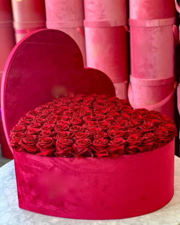 Velvet Heart Shaped Rose Box  Valentines Day