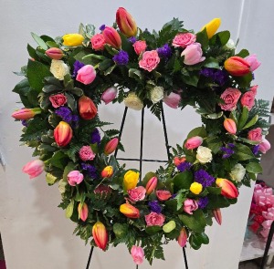 Heart Shaped standing easel - tulip funeral
