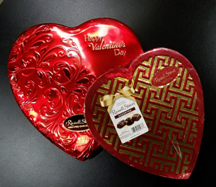 Heart Shaped tin or box of Chocolates Valentine's Day