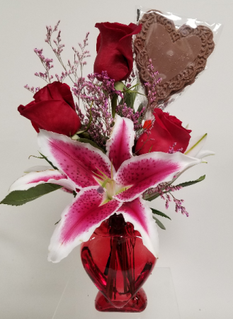 Heart Vase With Chocolate 