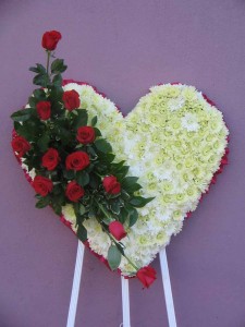 Heart with 1 dozen roses Wreaths, and Crosses
