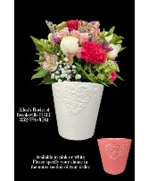 Heartfelt Harmony  Fresh Cut Flowers in a Ceramic Keepsake Container