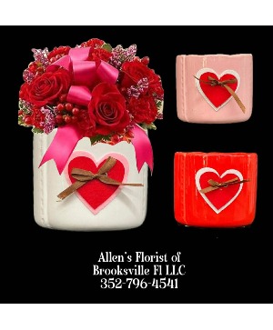 Heartfelt Love  Fresh Cut Flowers in a Ceramic Keepsake Container