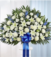 Heartfelt Sympathies Funeral Standing Basket-Blue  