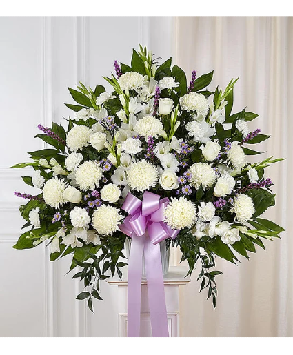 Heartfelt Sympathies Lavender & White  Funeral Standing Basket