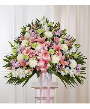 Heartfelt Sympathies™ Pastel Standing Basket  Funaral Basket