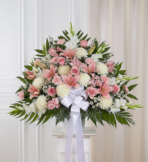 Heartfelt Sympathies - Pink & White Funeral Flowers