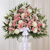 Heartfelt Sympathies Pink & White Standing Basket