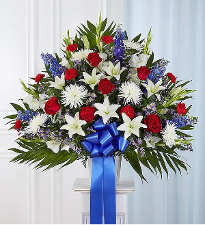 Heartfelt Sympathies Red, White and Blue Standing 