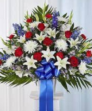 Heartfelt Sympathies Red, White and Blue Standing  Red, Blue and White