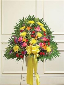 Heartfelt Sympathies Standing Basket - Bright Funeral