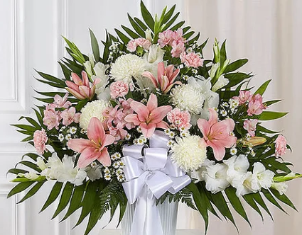 Heartfelt Sympathies™ Standing Basket- Pink & Whit
